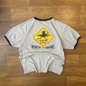 Vintage Y2K Surfwear North Shore "Surf X-ing" Double Sided Ringer T Shirt XL